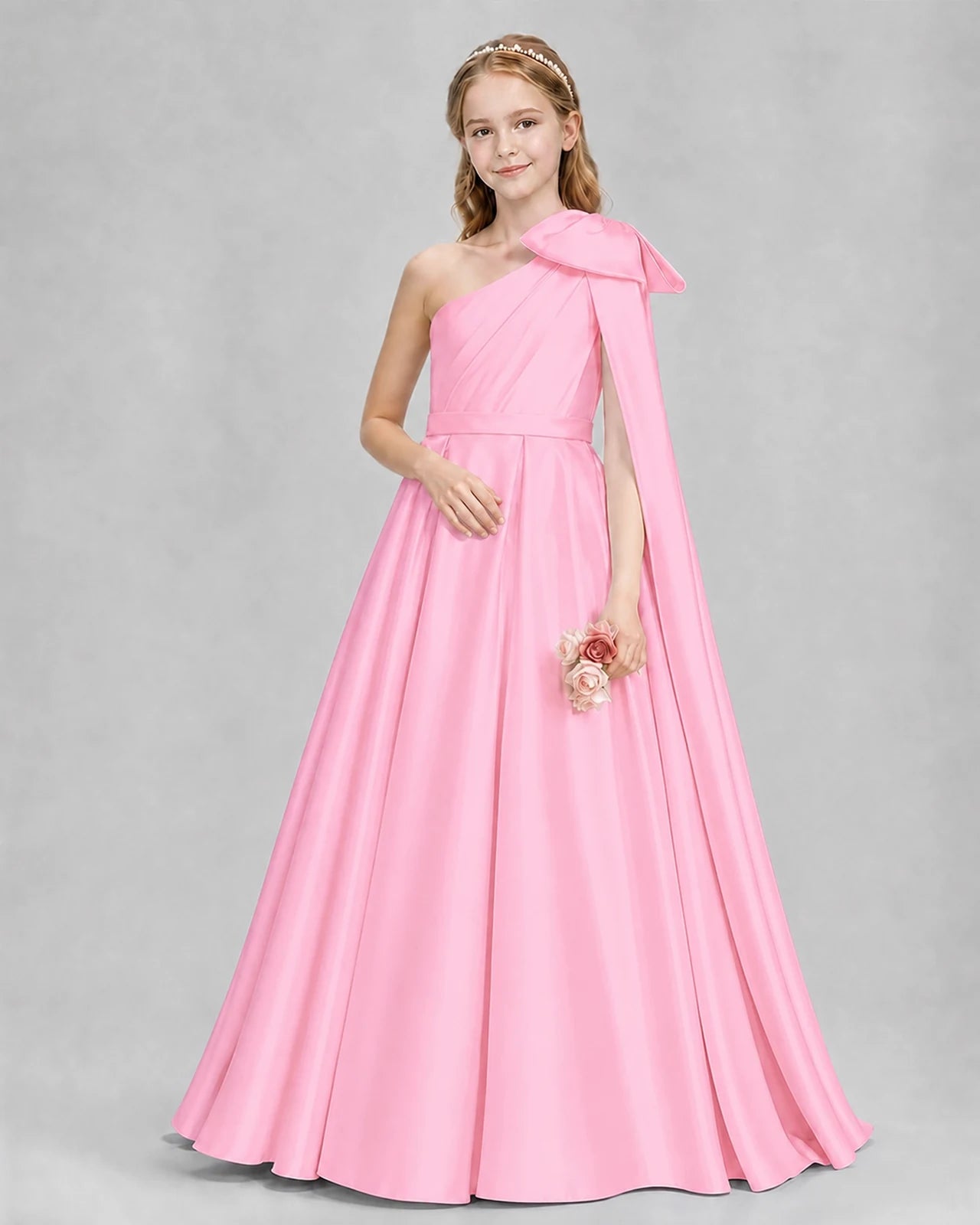 Pink Ball Gown Girls Formal Dresses Pose