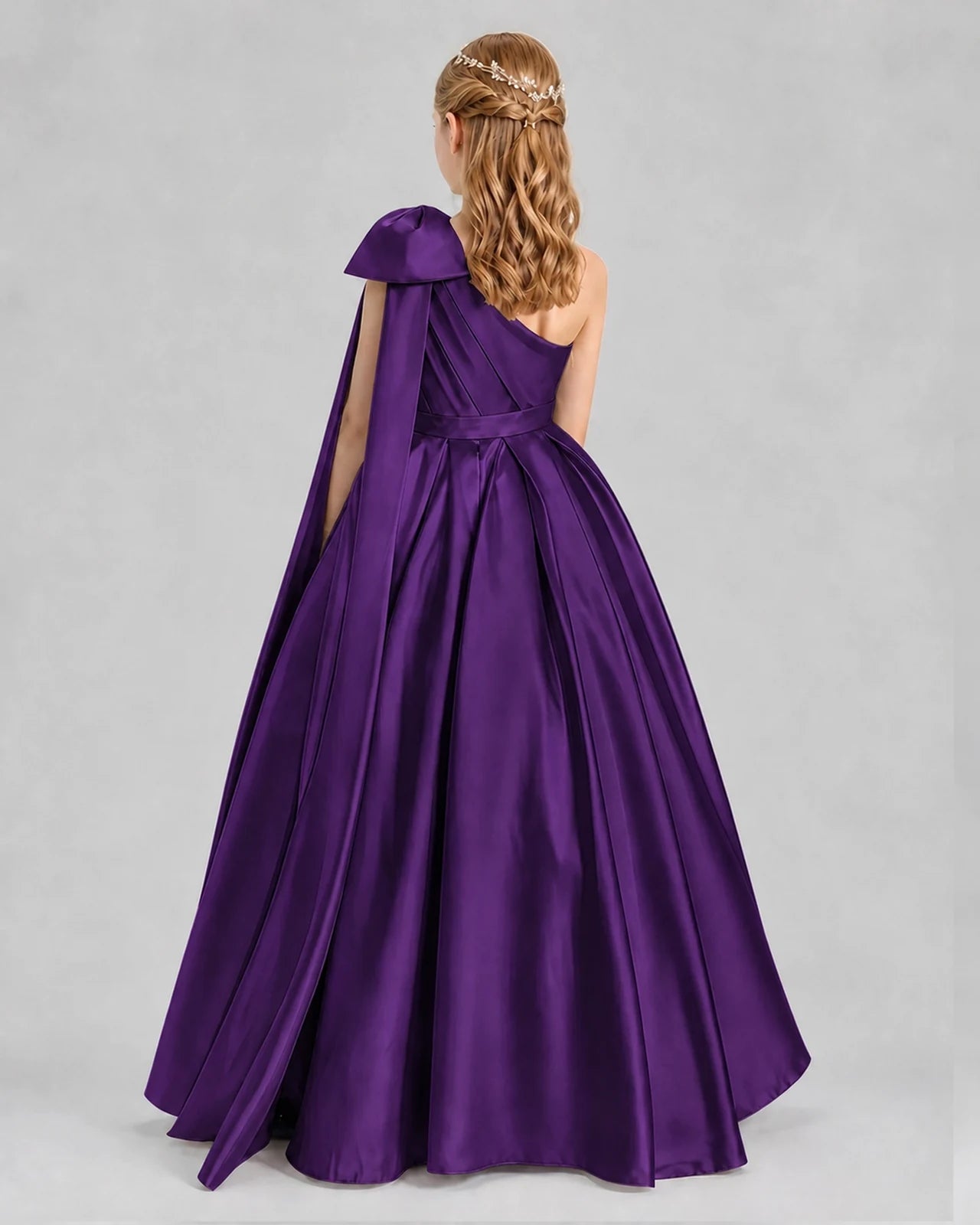 Purple Ball Gown Girls Formal Dresses Back