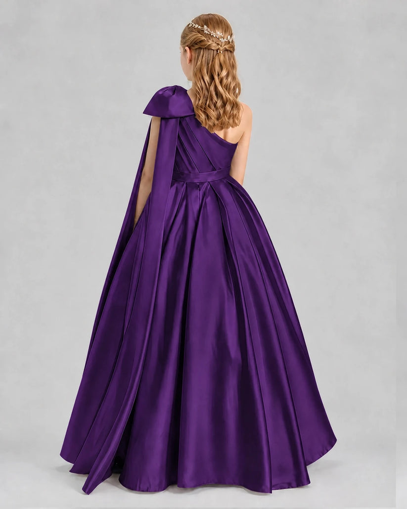 Purple Ball Gown Girls Formal Dresses Back