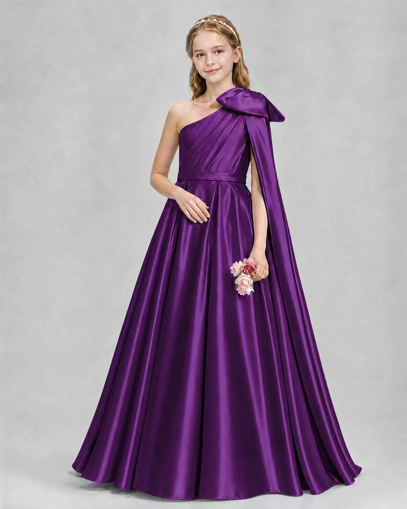 Purple Ball Gown Girls Formal Dresses Pose