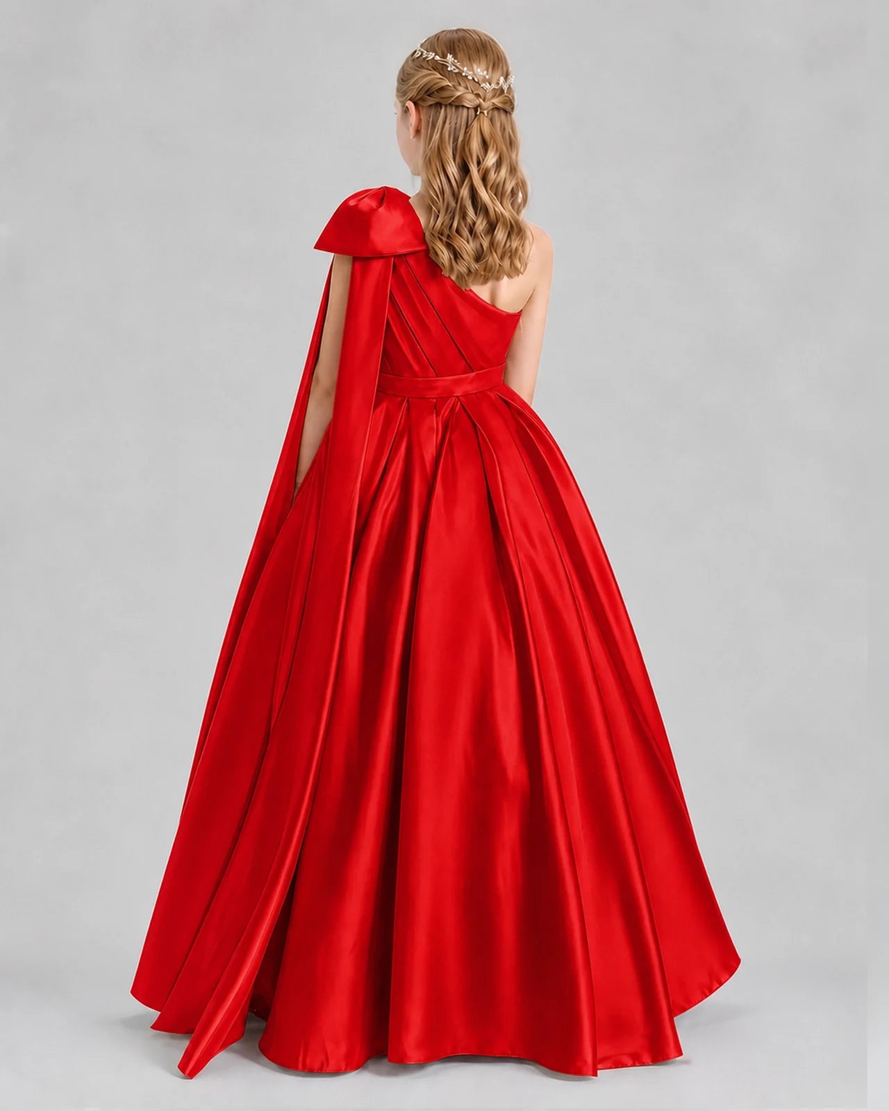 Red Ball Gown Girls Formal Dresses Back