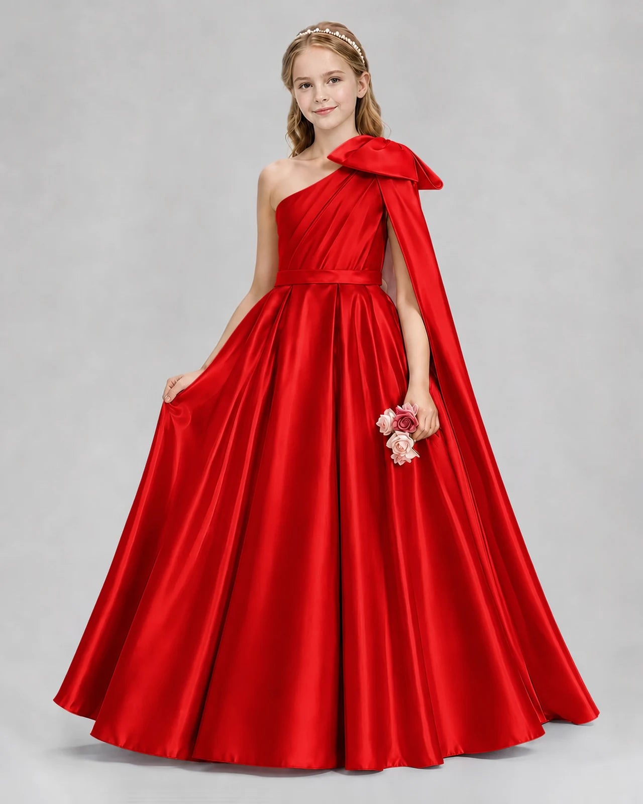 Red Ball Gown Girls Formal Dresses Front