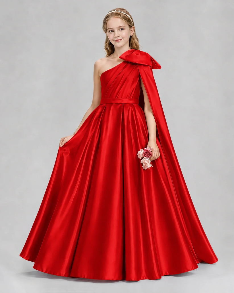 Red Ball Gown Girls Formal Dresses Front