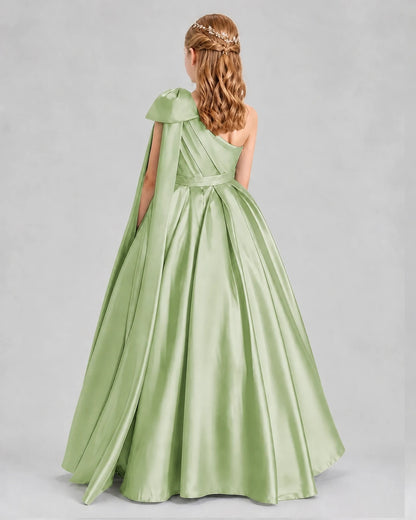 Sage Green Ball Gown Girls Formal Dresses Back