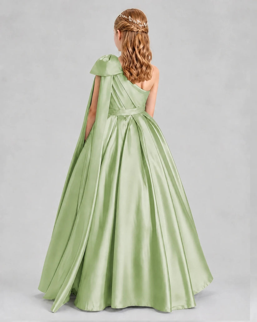 Sage Green Ball Gown Girls Formal Dresses Back