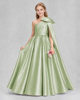 Sage Green Ball Gown Girls Formal Dresses Front