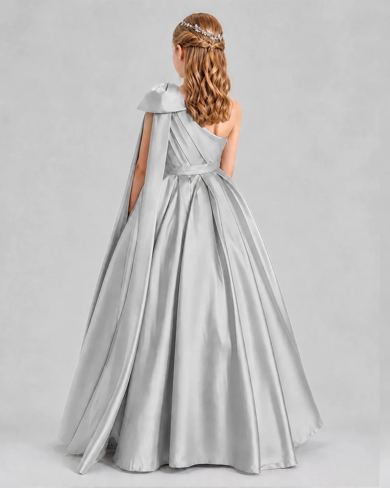Silver Ball Gown Girls Formal Dresses Back