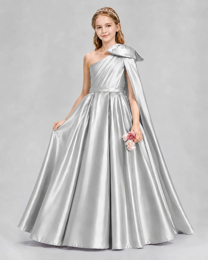 Silver Ball Gown Girls Formal Dresses Front