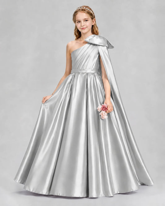 Silver Ball Gown Girls Formal Dresses Front