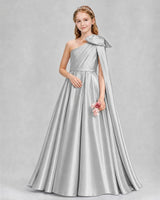 Silver Ball Gown Girls Formal Dresses Pose