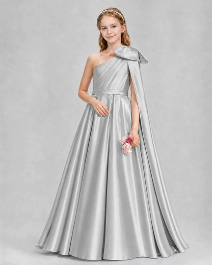 Silver Ball Gown Girls Formal Dresses Pose