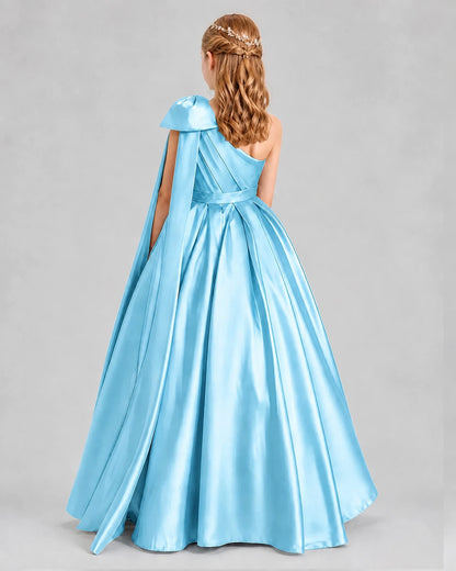 Sky Blue Ball Gown Girls Formal Dresses Back