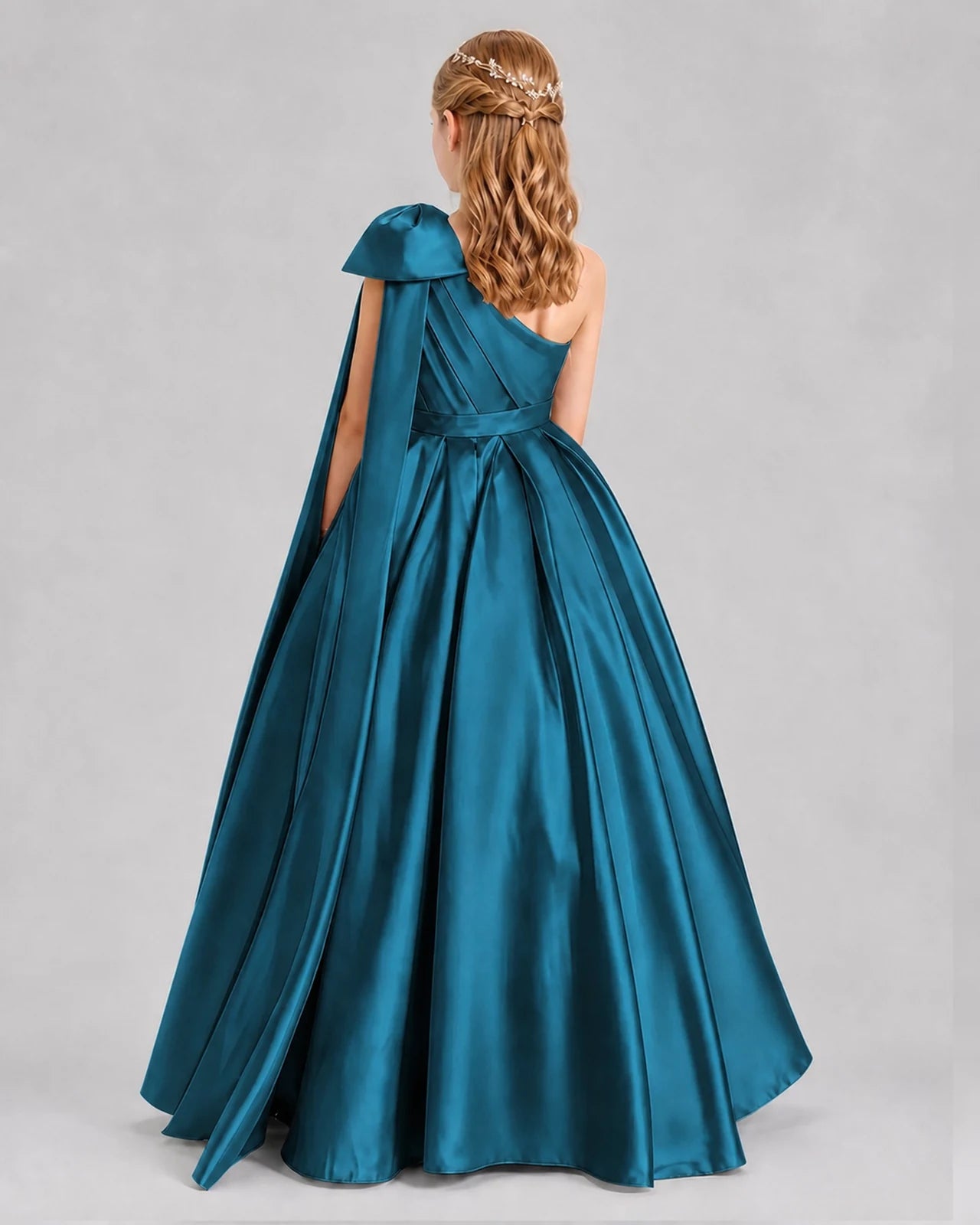 Teal Ball Gown Girls Formal Dresses Back