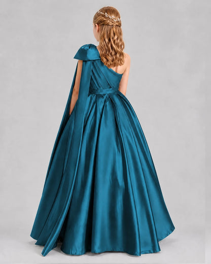 Teal Ball Gown Girls Formal Dresses Back