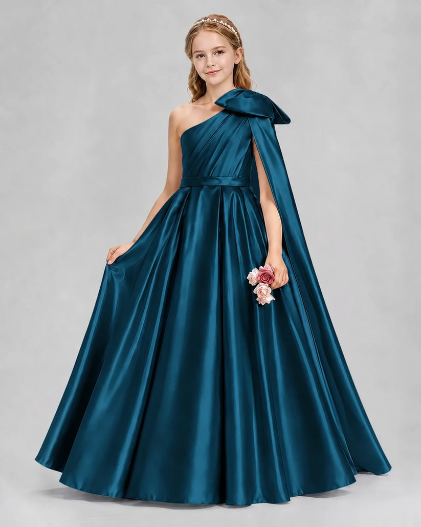 Teal Ball Gown Girls Formal Dresses Front