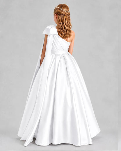 White Ball Gown Girls Formal Dresses Back