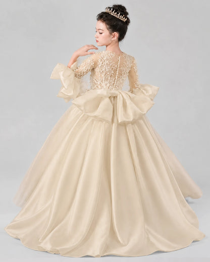 Champagne Ball Gown Flower Girl Dresses Back