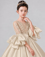 Champagne Tulle Flower Girl Dress Detail
