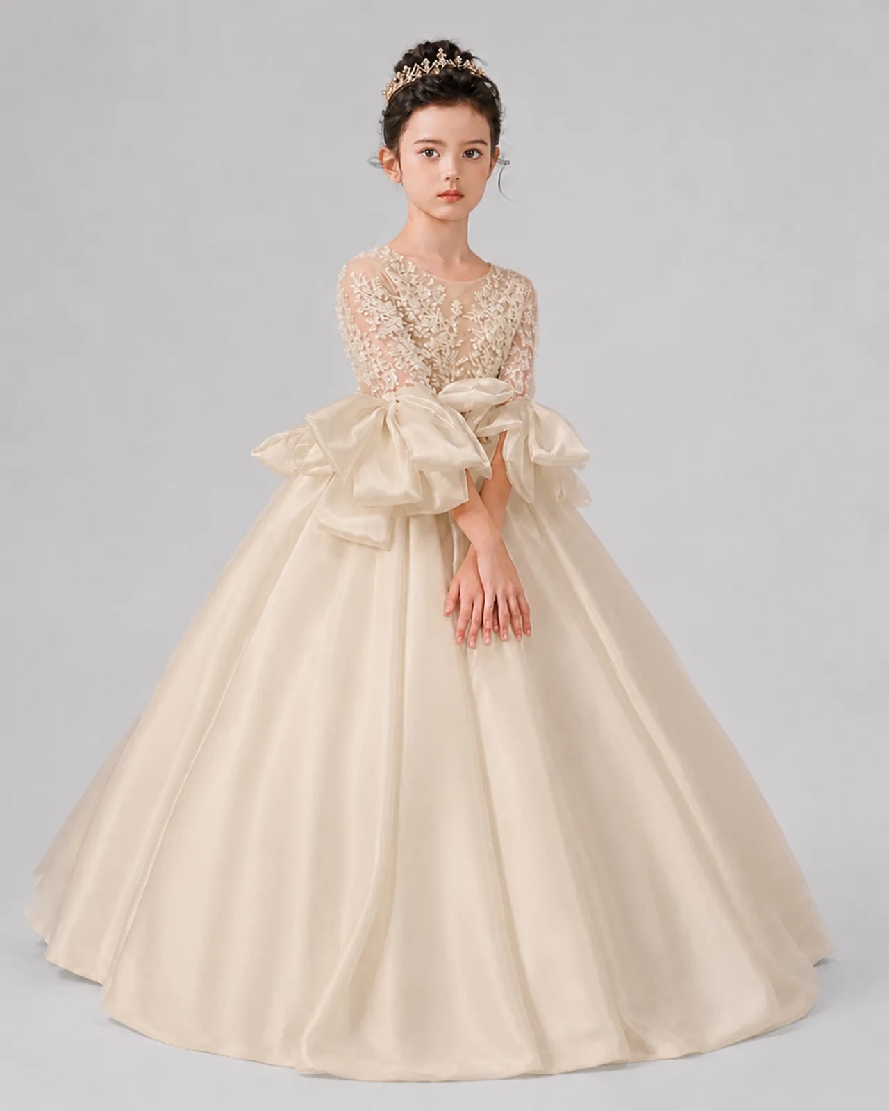 Champagne Ball Gown Flower Girl Dresses Front