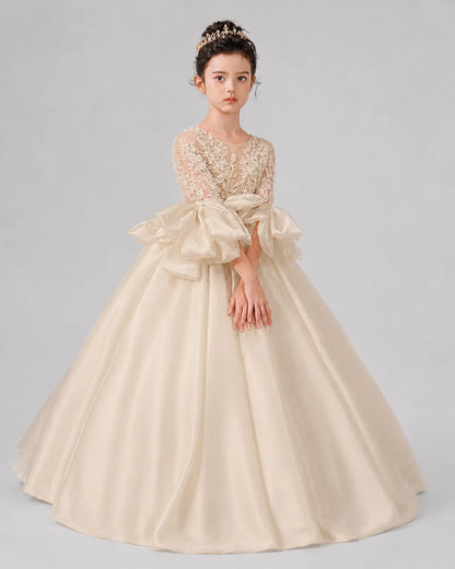 Champagne Ball Gown Flower Girl Dresses Front