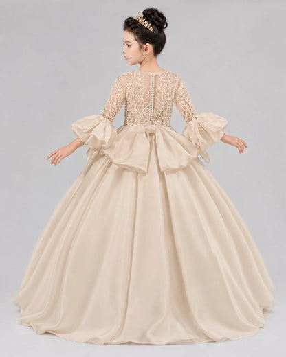 Champagne Ball Gown Flower Girl Dresses Pose
