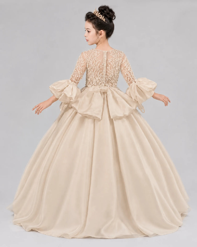 Champagne Ball Gown Flower Girl Dresses Pose