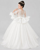Ivory Ball Gown Flower Girl Dresses Back