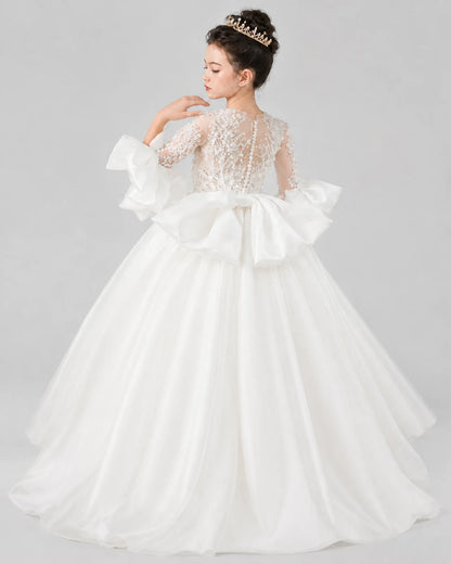 Ivory Ball Gown Flower Girl Dresses Back