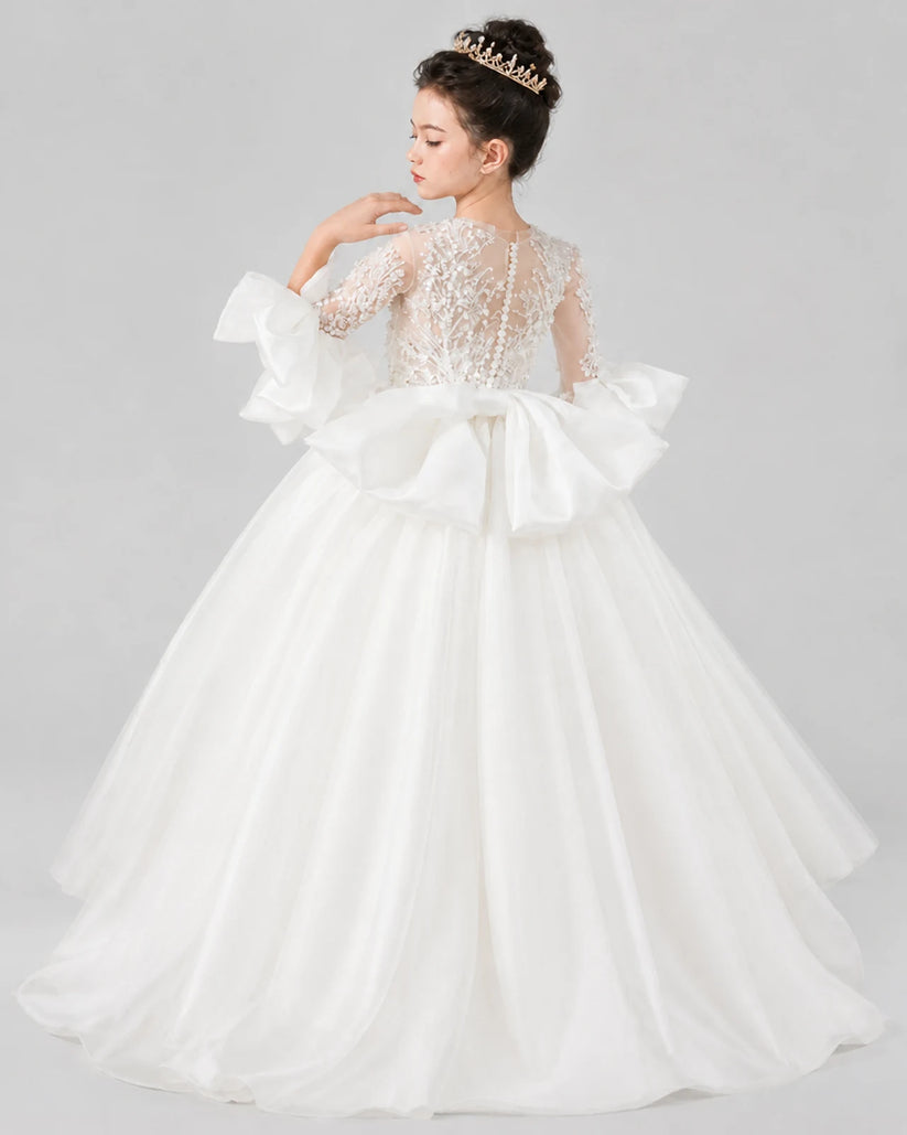 Ivory Ball Gown Flower Girl Dresses Back