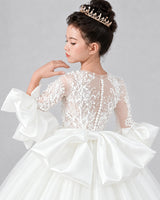 Ivory Tulle Flower Girl Dress Back Detail