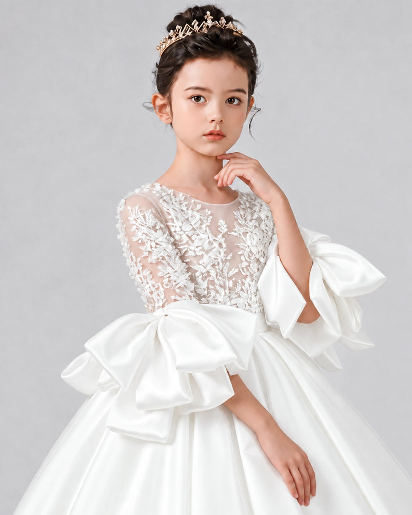 Ivory Tulle Flower Girl Dress Detail