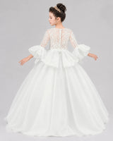 Ivory Ball Gown Flower Girl Dresses Pose
