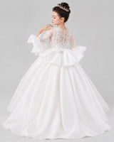 White Ball Gown Flower Girl Dresses Back