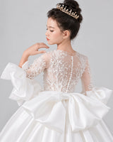 White Tulle Flower Girl Dress Back Detail