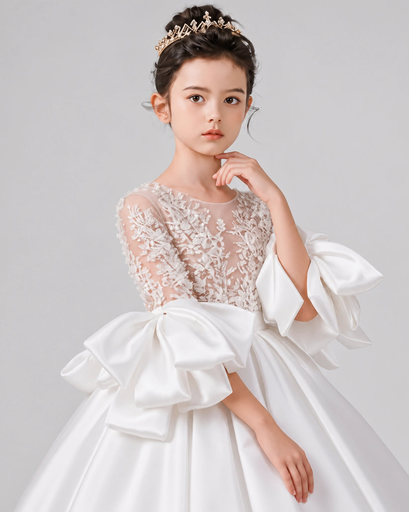 White Tulle Flower Girl Dress Detail
