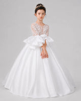 White Ball Gown Flower Girl Dresses Front