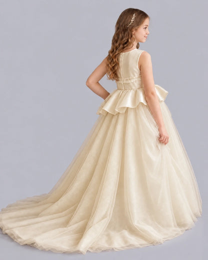 Champagne Ball Gown Girls Formal Dresses Back