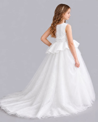 Ivory Ball Gown Girls Formal Dresses Back