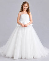 Ivory Ball Gown Girls Formal Dresses Front