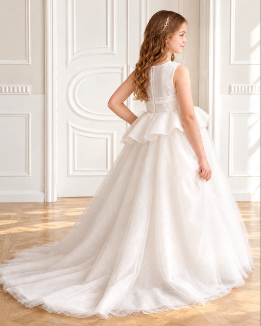 Ivory Ball Gown Girls Formal Dresses Back [Shared]
