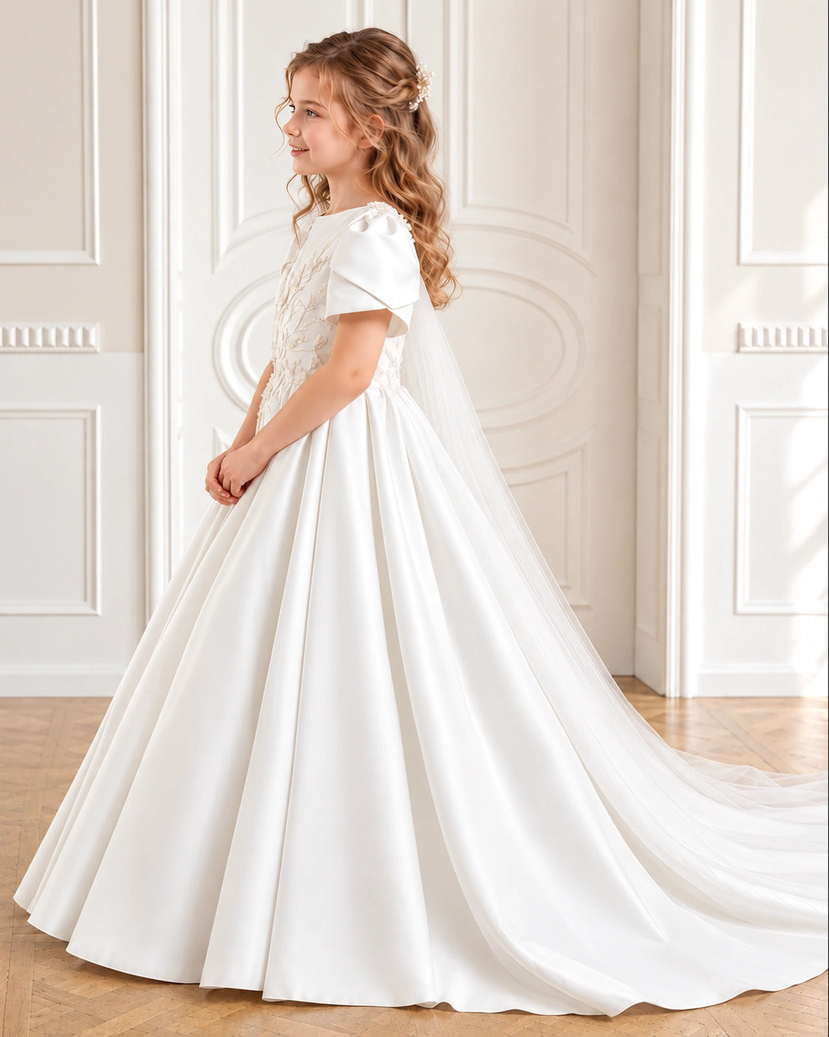 Ivory Ball Gown Girls Formal Dresses Side [Shared]