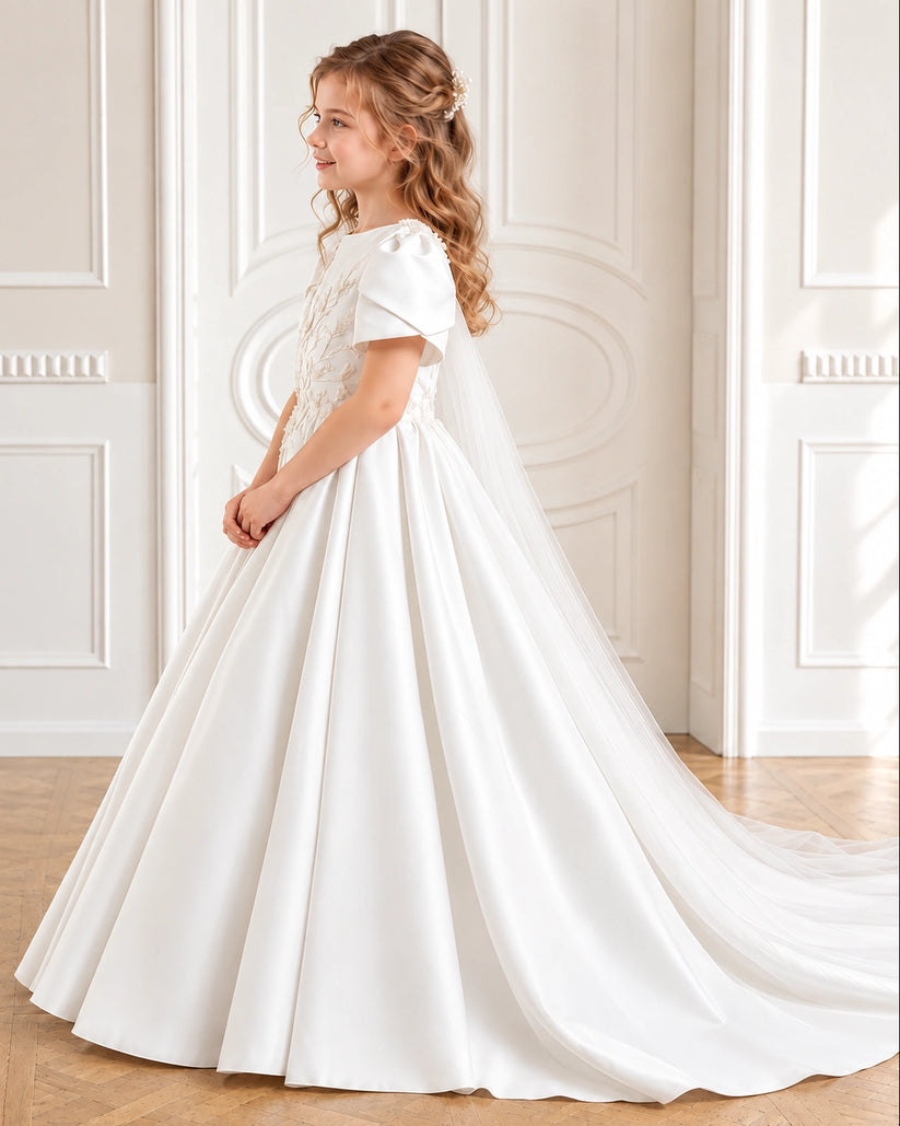 Ivory Ball Gown Girls Formal Dresses Side [Shared]