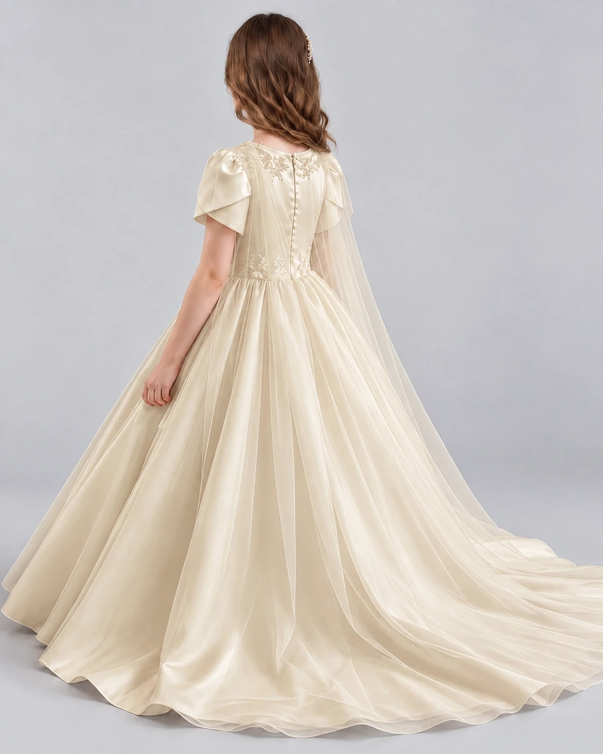 Champagne Ball Gown Girls Formal Dresses Back