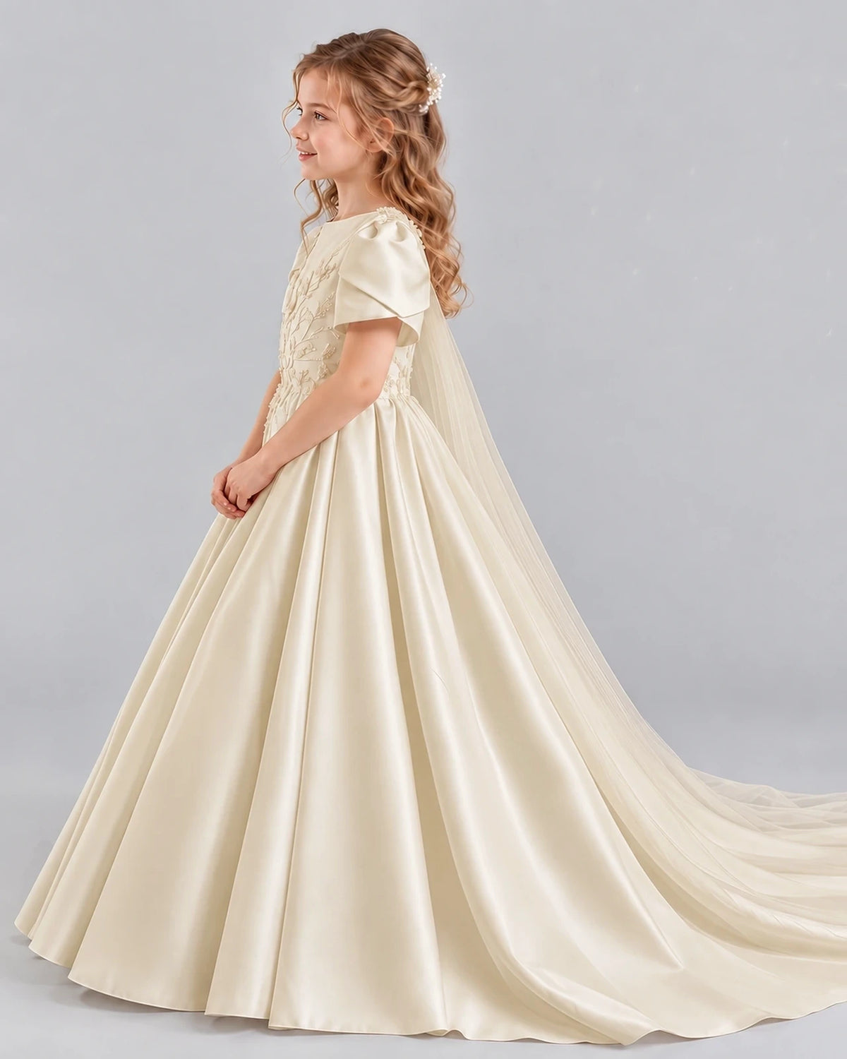 Champagne Ball Gown Girls Formal Dresses Side