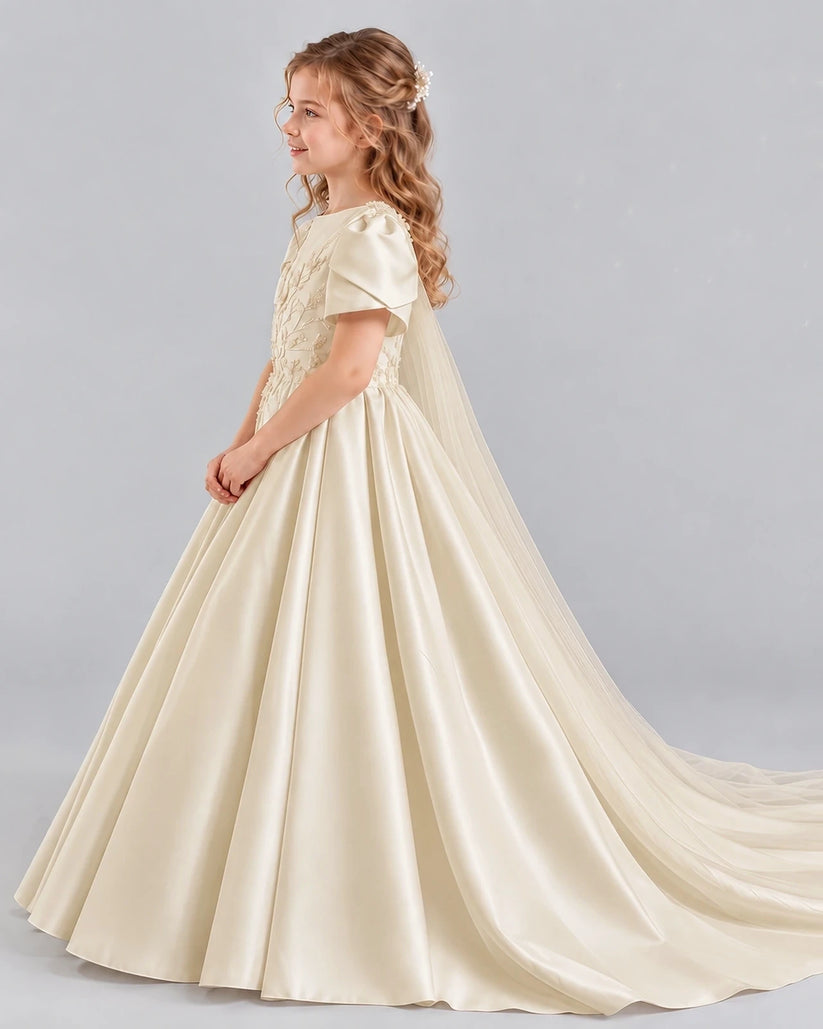 Champagne Ball Gown Girls Formal Dresses Side