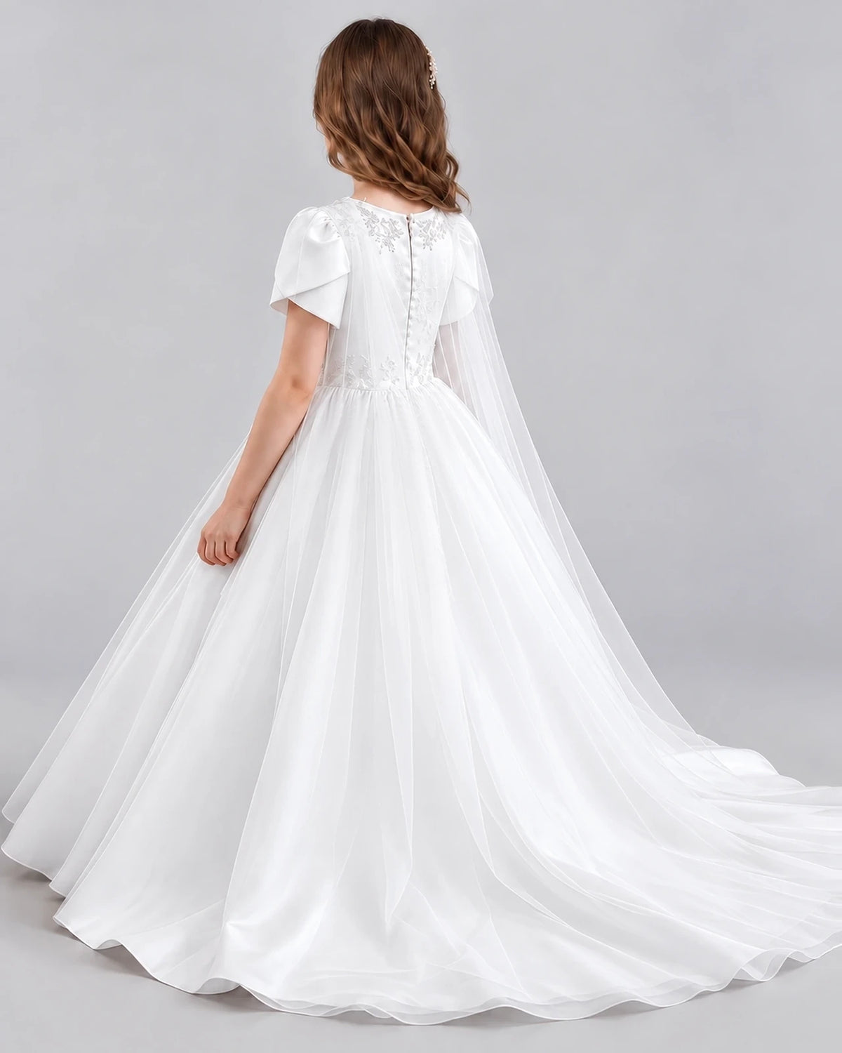 Ivory Ball Gown Girls Formal Dresses Back