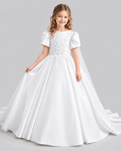 Ivory Ball Gown Girls Formal Dresses Front
