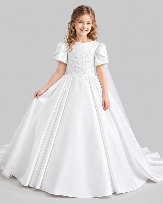 Ivory Ball Gown Girls Formal Dresses Front