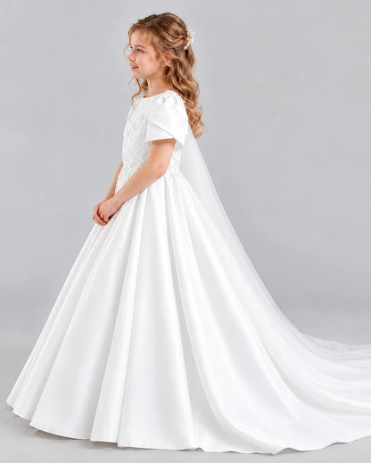 Ivory Ball Gown Girls Formal Dresses Side