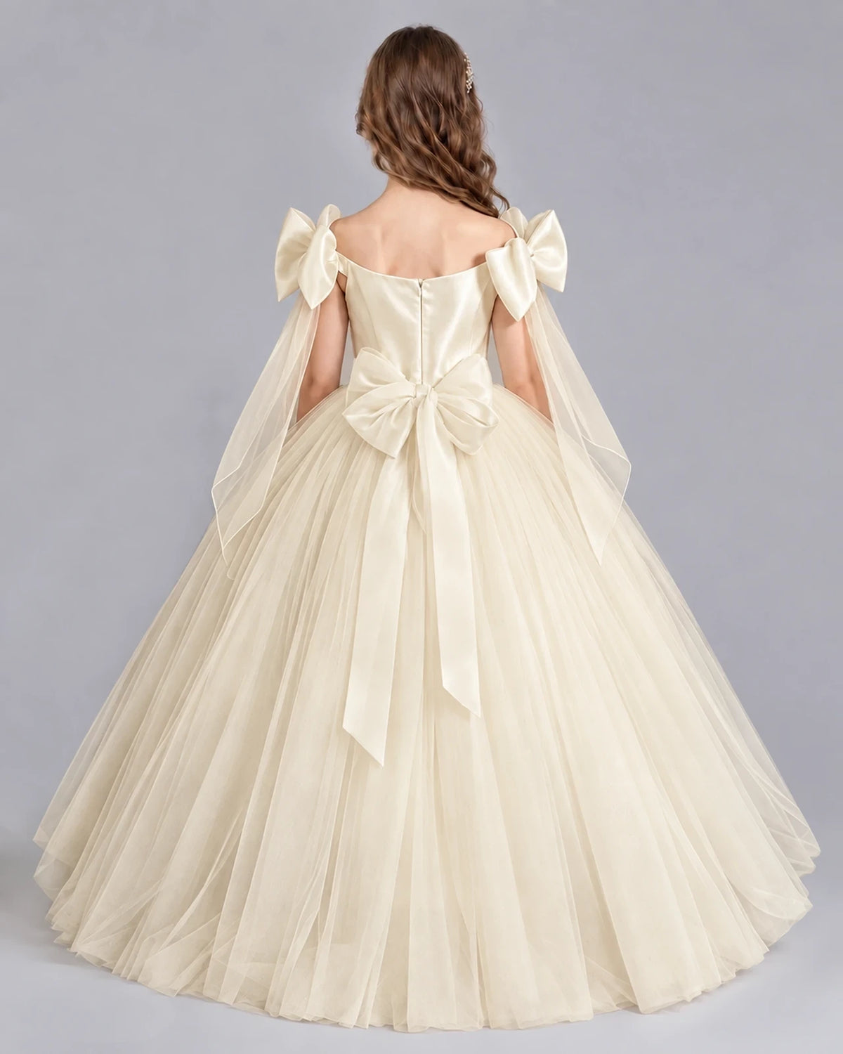 Champagne Ball Gown Girls Formal Dresses Back